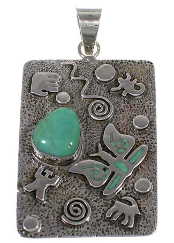 Turquoise And Genuine Sterling Silver Butterfly Pendant HS54819